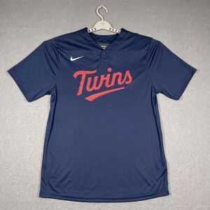 Minnesota Twins Jersey Mens Medium Navy Blue Nike MLB Name Spellout Warm Up
